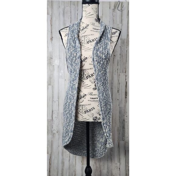 Sun & Shadow Cardigan Vest Sweater Blue Ivory Size Medium - Picture 4 of 12